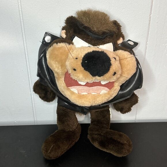 Warner Bros. Other - looney tunes taz tasmanian devil Stuffed Animal Plush With Leather Biker Jacket